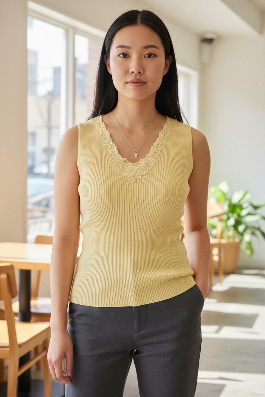 Chico’s Y2K sleeveless woven ribbed-style sleeveless sweater blouse